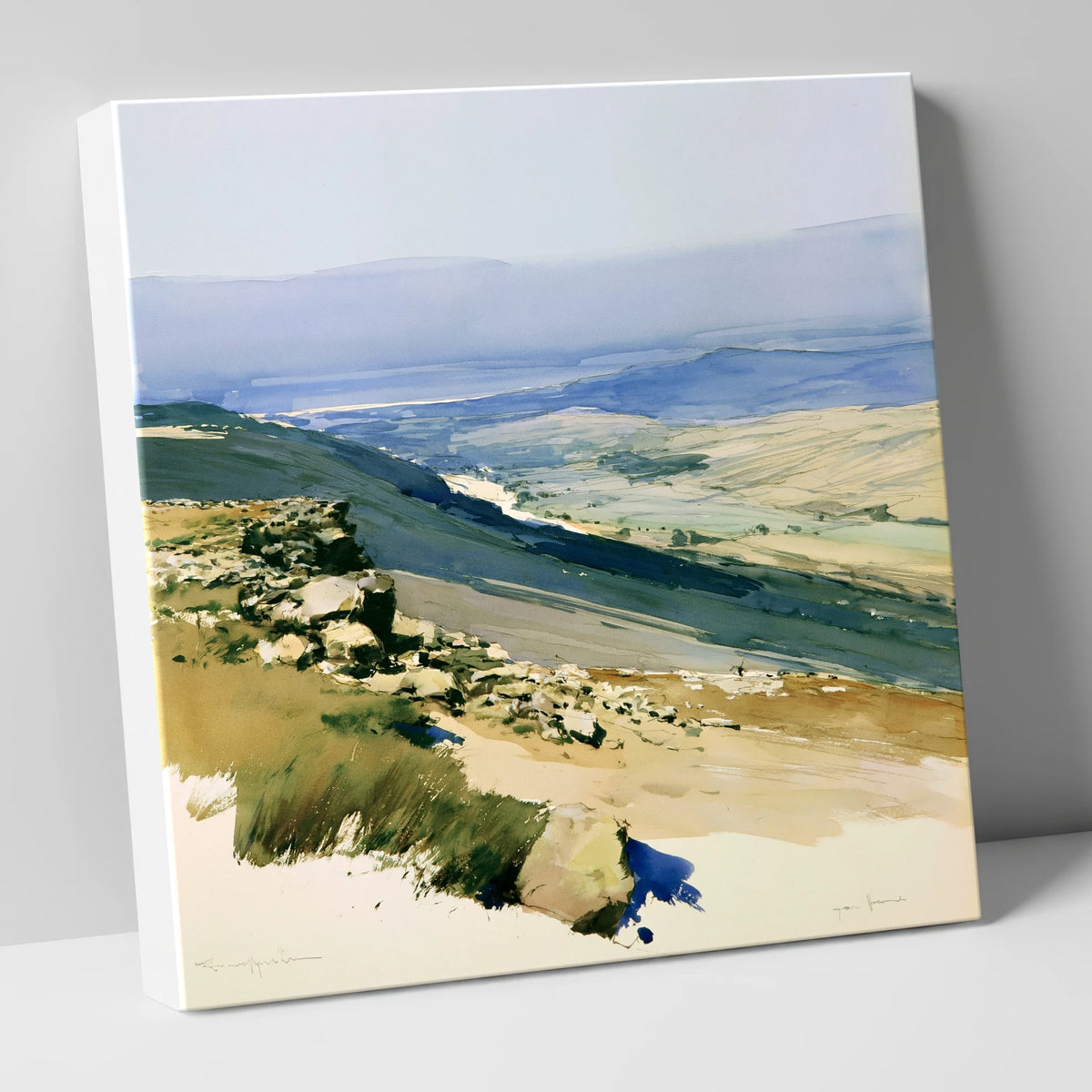 Summit View over Sweeping Valley lake district fell canvas wall art