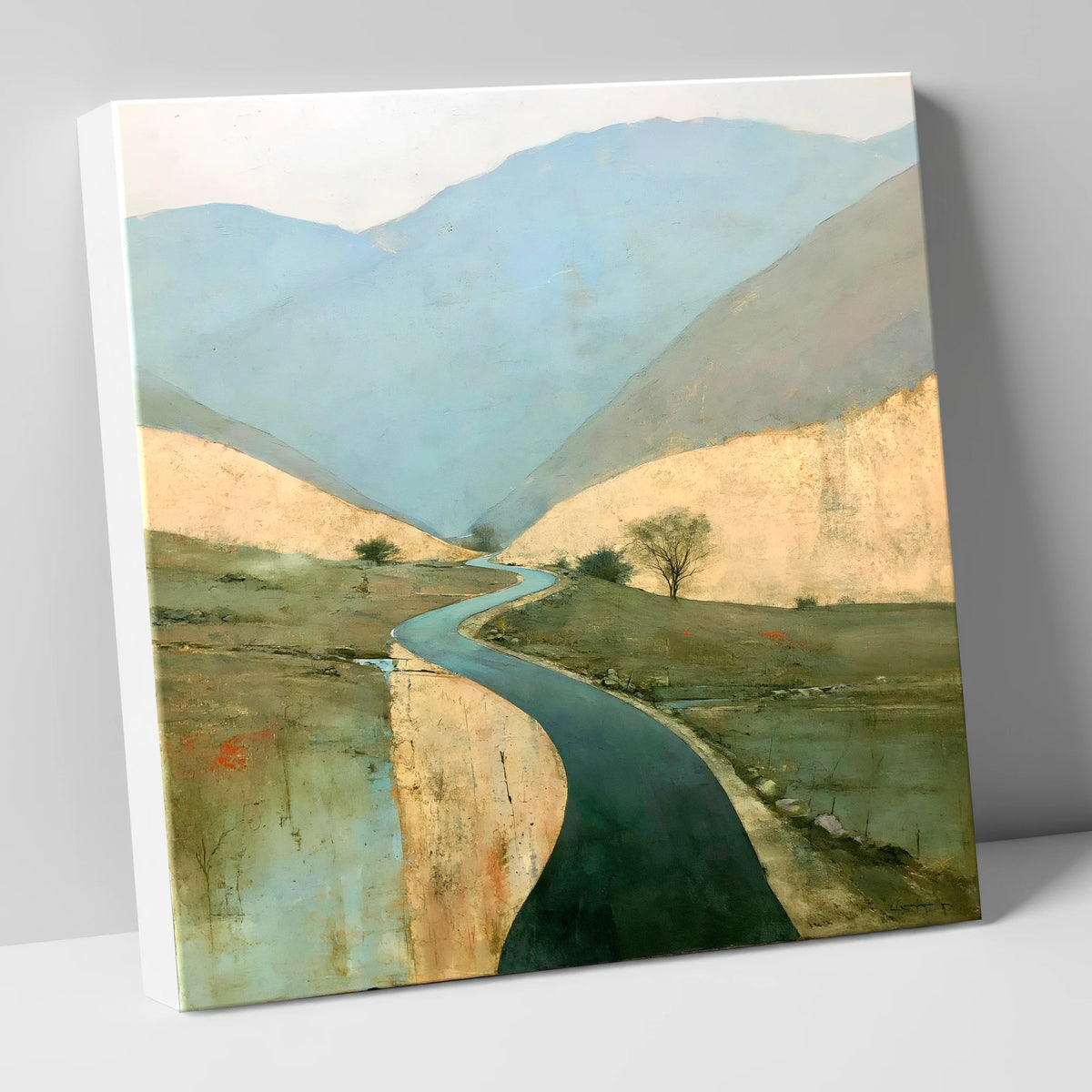 Winding Pass in Golden Ochre lake district valley canvas wall art