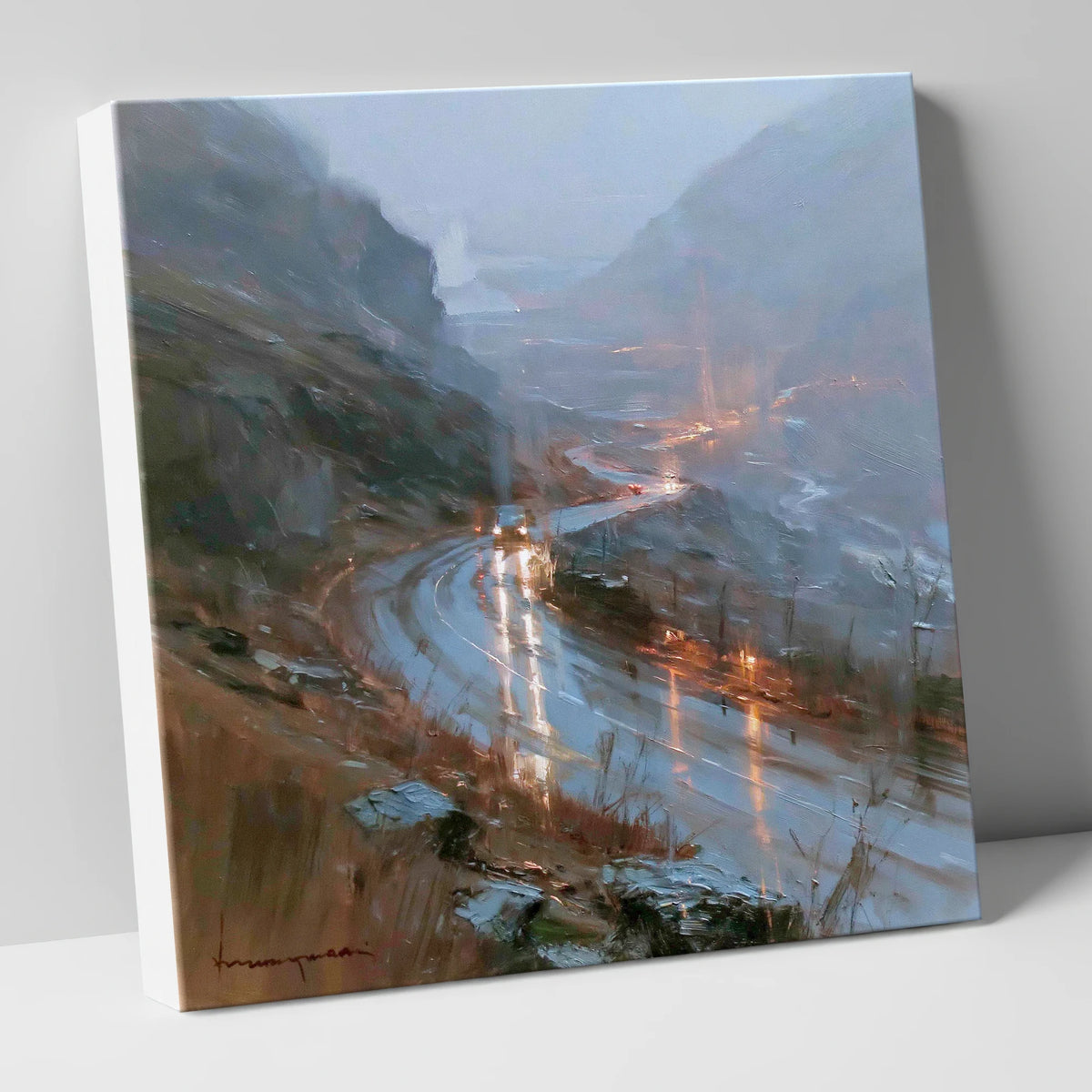 Rainy Mountain Pass at Dusk lake district valley canvas wall art