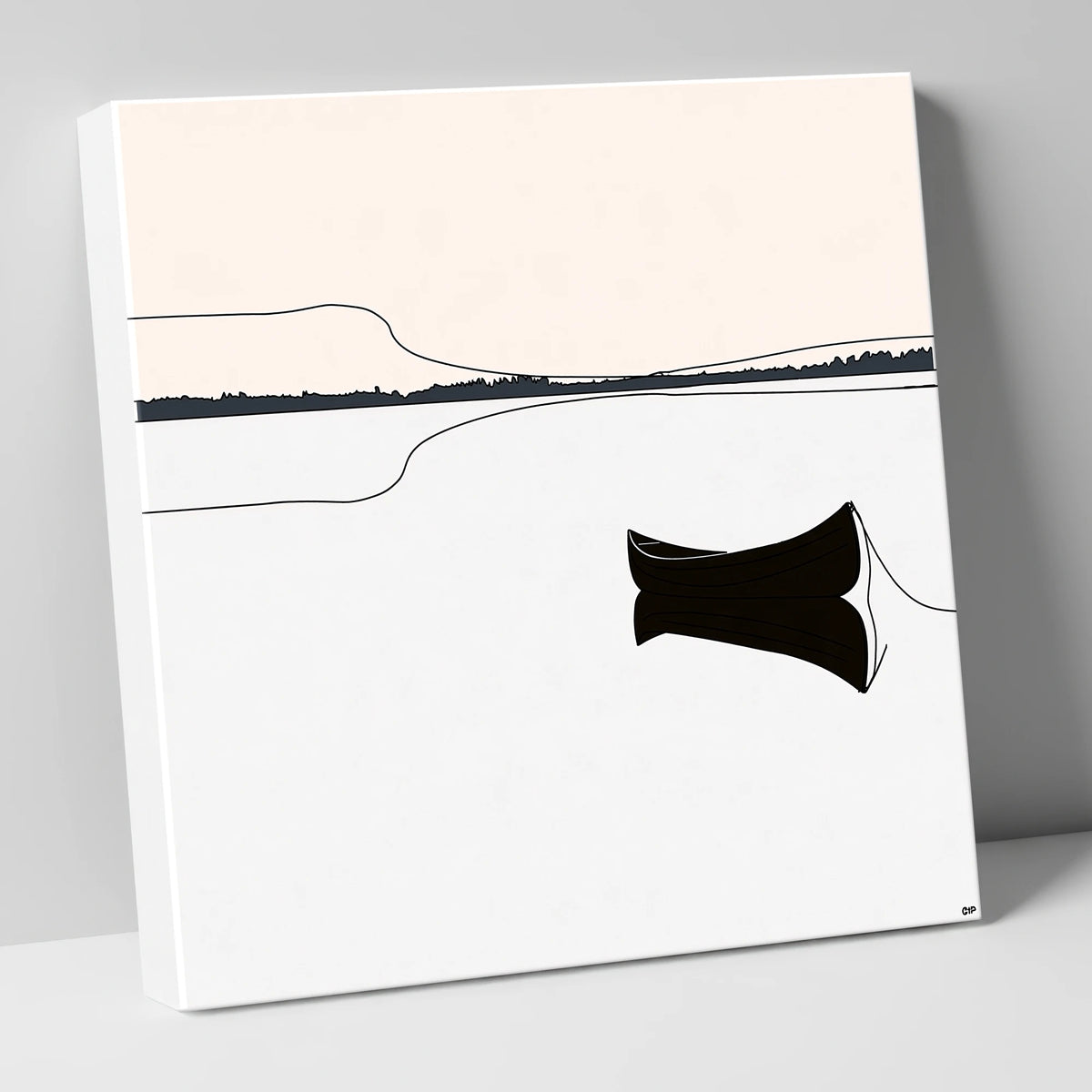 Mirrored Canoe on Windermere lake district lake canvas wall art