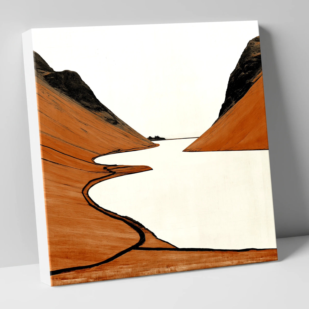 Rust Orange Fells and Lake lake district lake canvas wall art