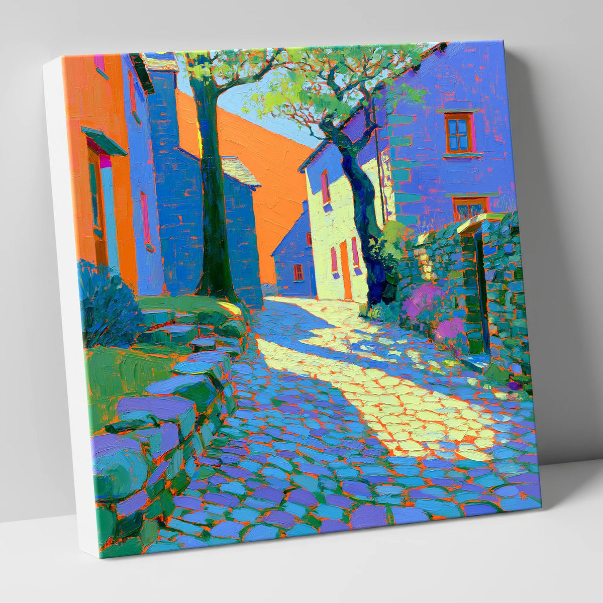 Dappled Sunlight on Village Cobbles lake district village canvas wall art