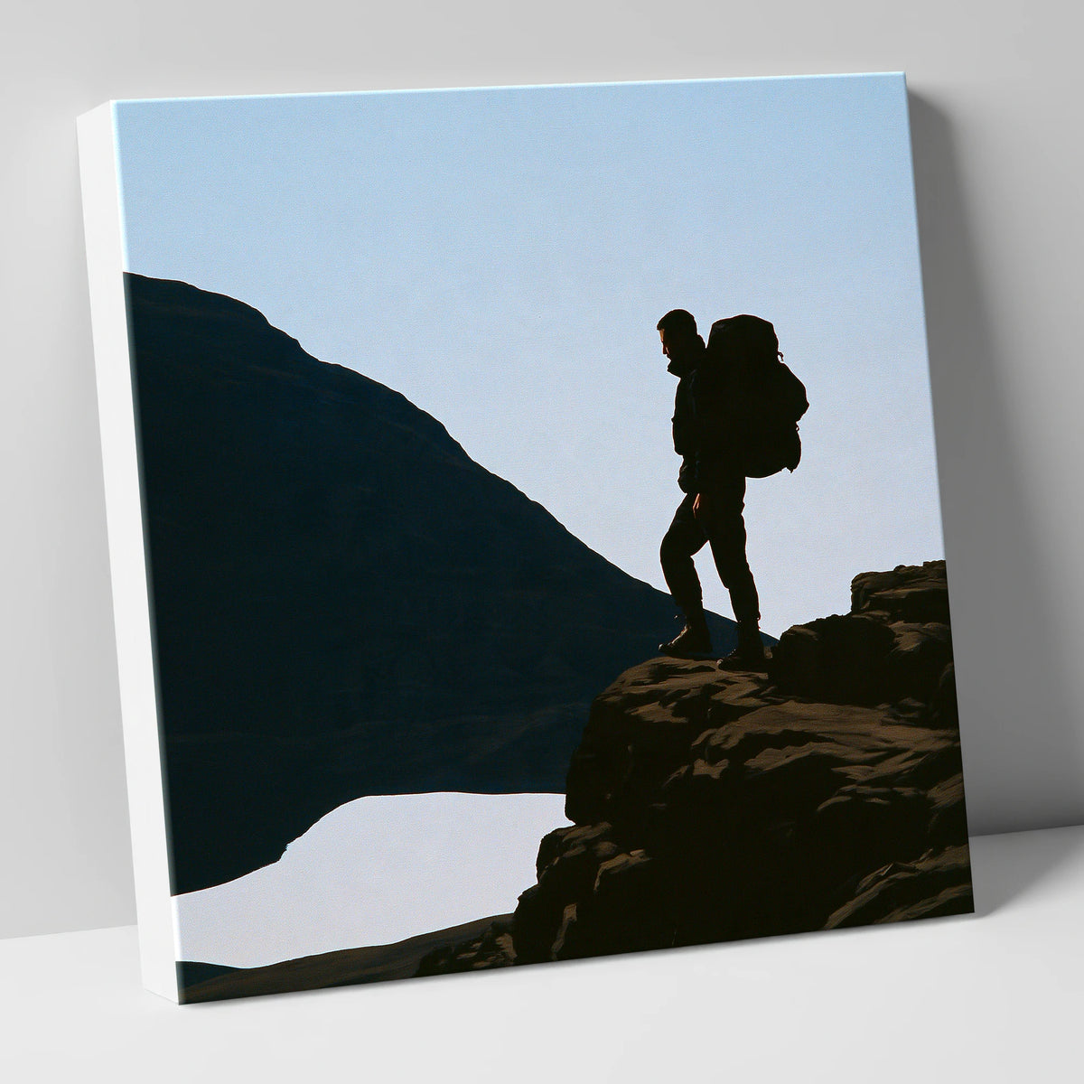 Helvellyn Walker in Silhouette lake district fell canvas wall art