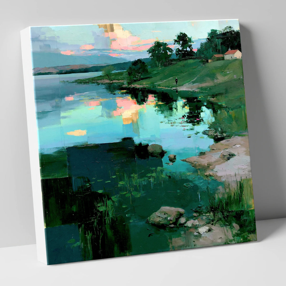 Turquoise Lake at Pink Sunrise lake district lake canvas wall art