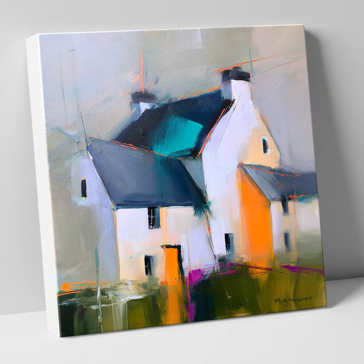 Abstract Lakeland Slate Cottages lake district village canvas wall art