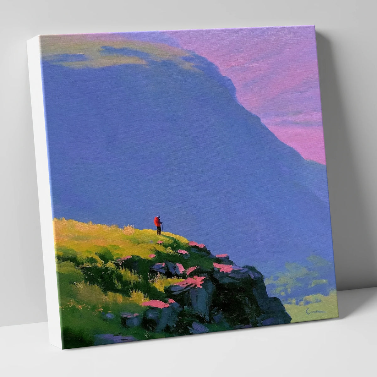 Fell Walker Under Lilac Sky lake district walking canvas wall art
