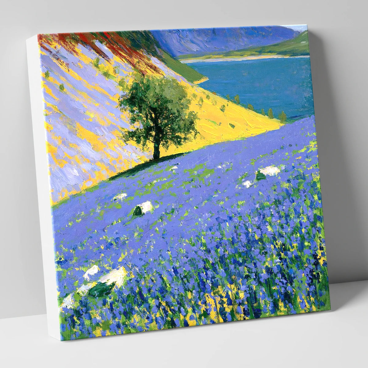 Vibrant Rannerdale Bluebells Above Crummock lake district lake canvas wall art