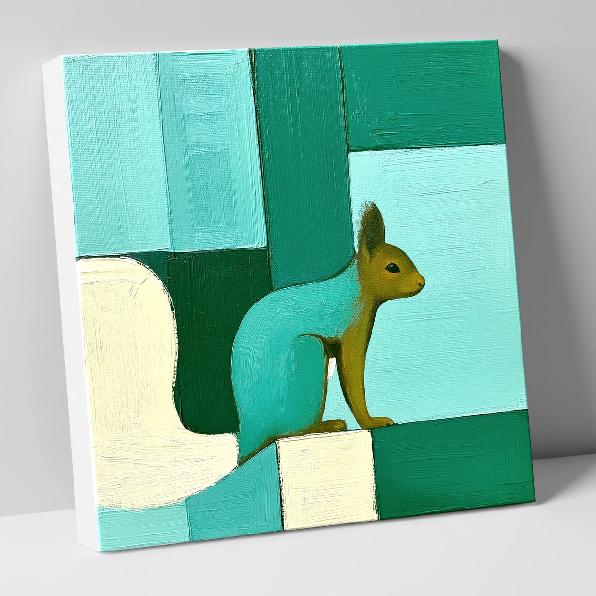 Abstract Teal Red Squirrel lake district wildlife canvas wall art