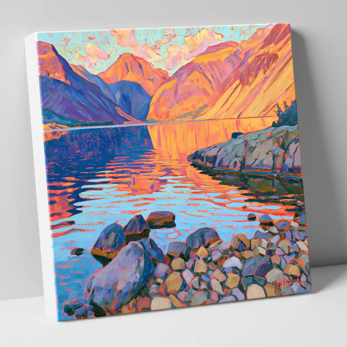 Vivid Wastwater and Yewbarrow Shore lake district lake canvas wall art