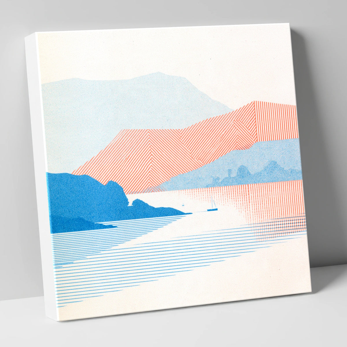 Geometric Coniston Water Fells lake district lake canvas wall art