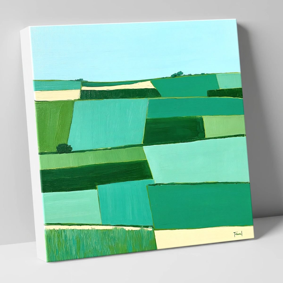 Green Patchwork Dale Fields lake district valley canvas wall art