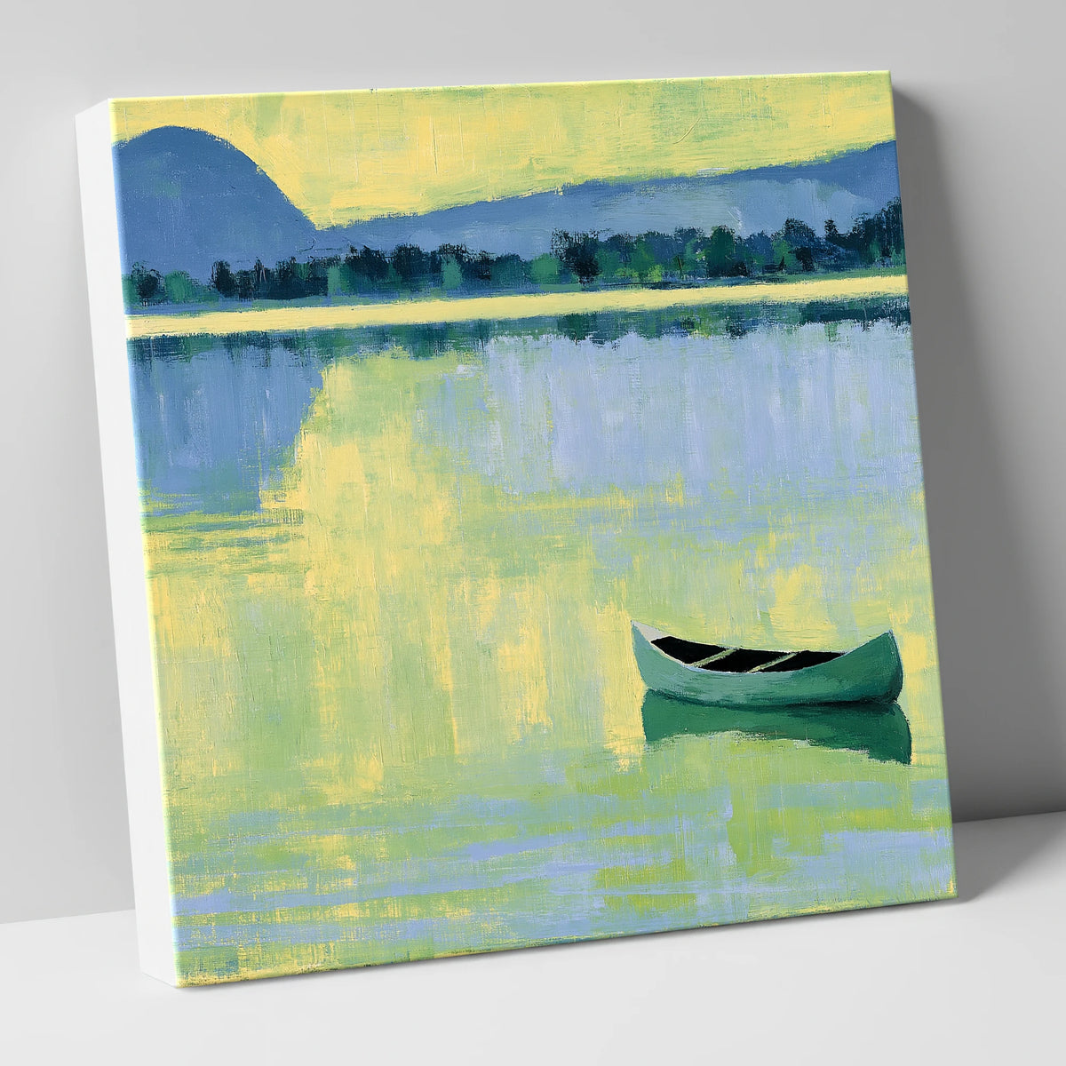 Windermere Canoe in Yellow Light lake district lake canvas wall art