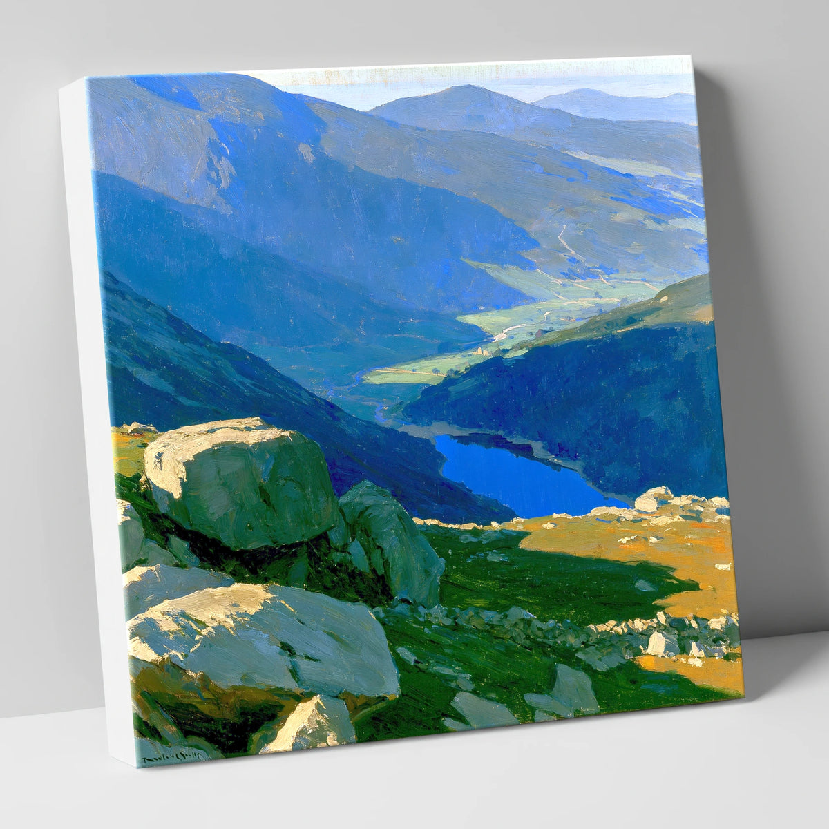 Summit View Over Deep Blue Valley lake district fell canvas wall art