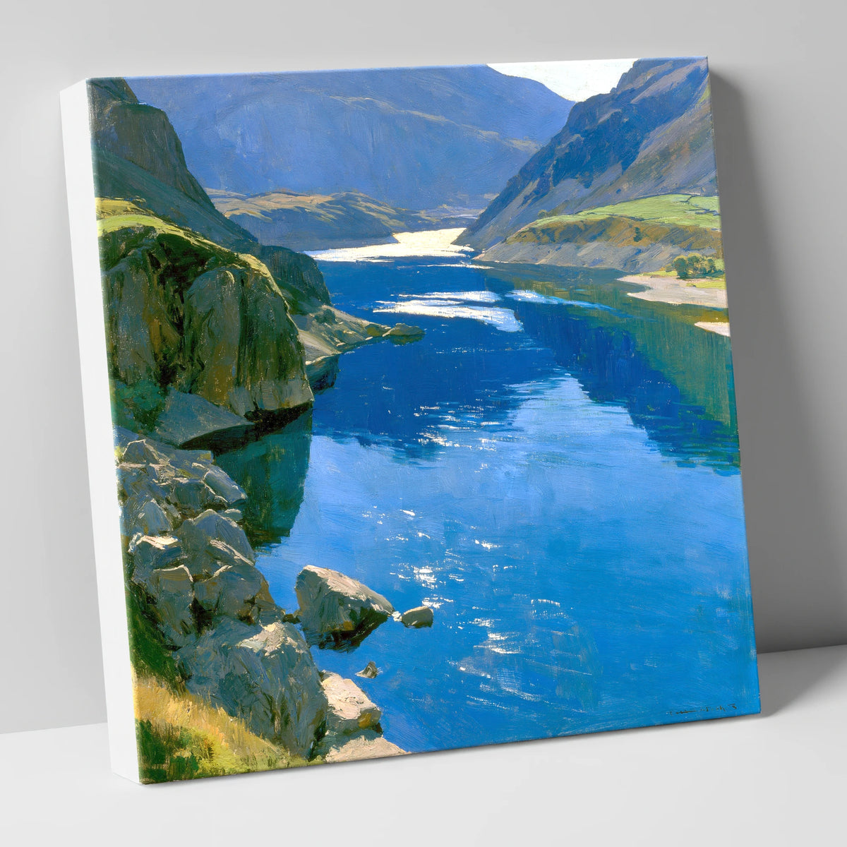 Brilliant Blue Lake and Fells lake district lake canvas wall art