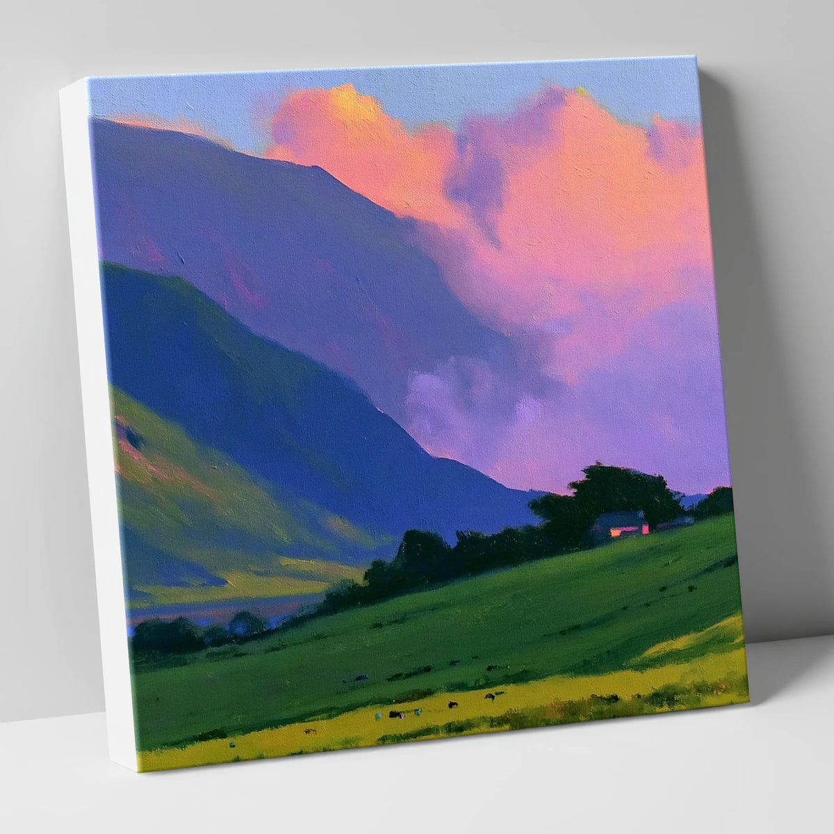Rolling Fells Under Magenta Clouds lake district fell canvas wall art