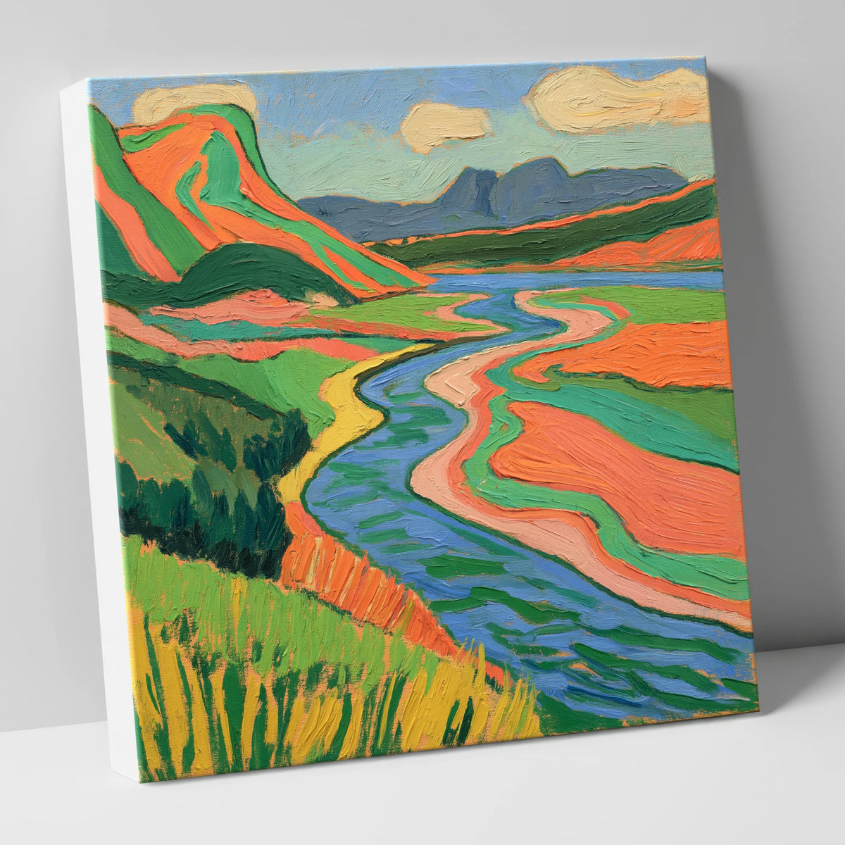 Bold Winding River and Fells lake district waterfall canvas wall art