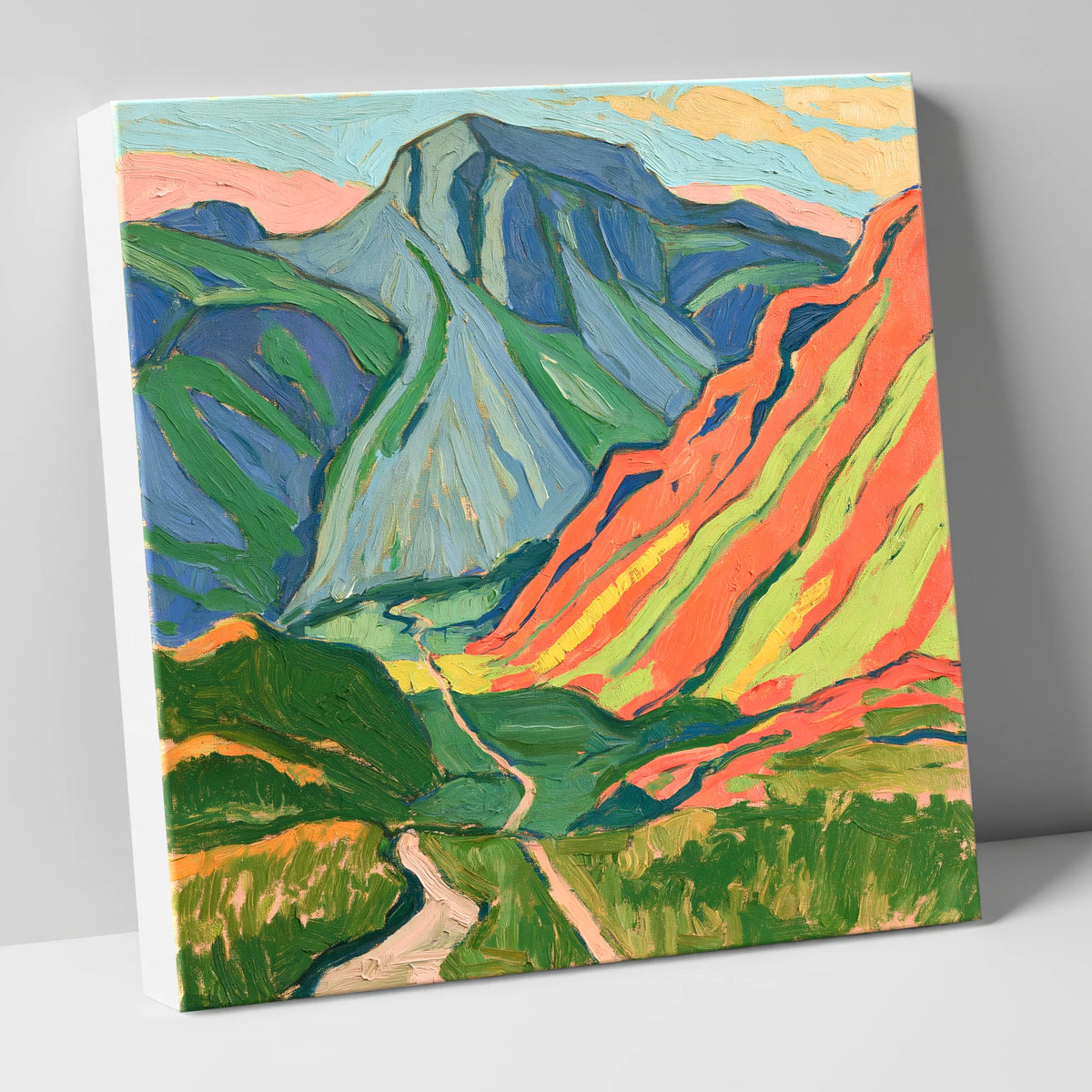 Vibrant Great Gable Pyramid Peak lake district fell canvas wall art
