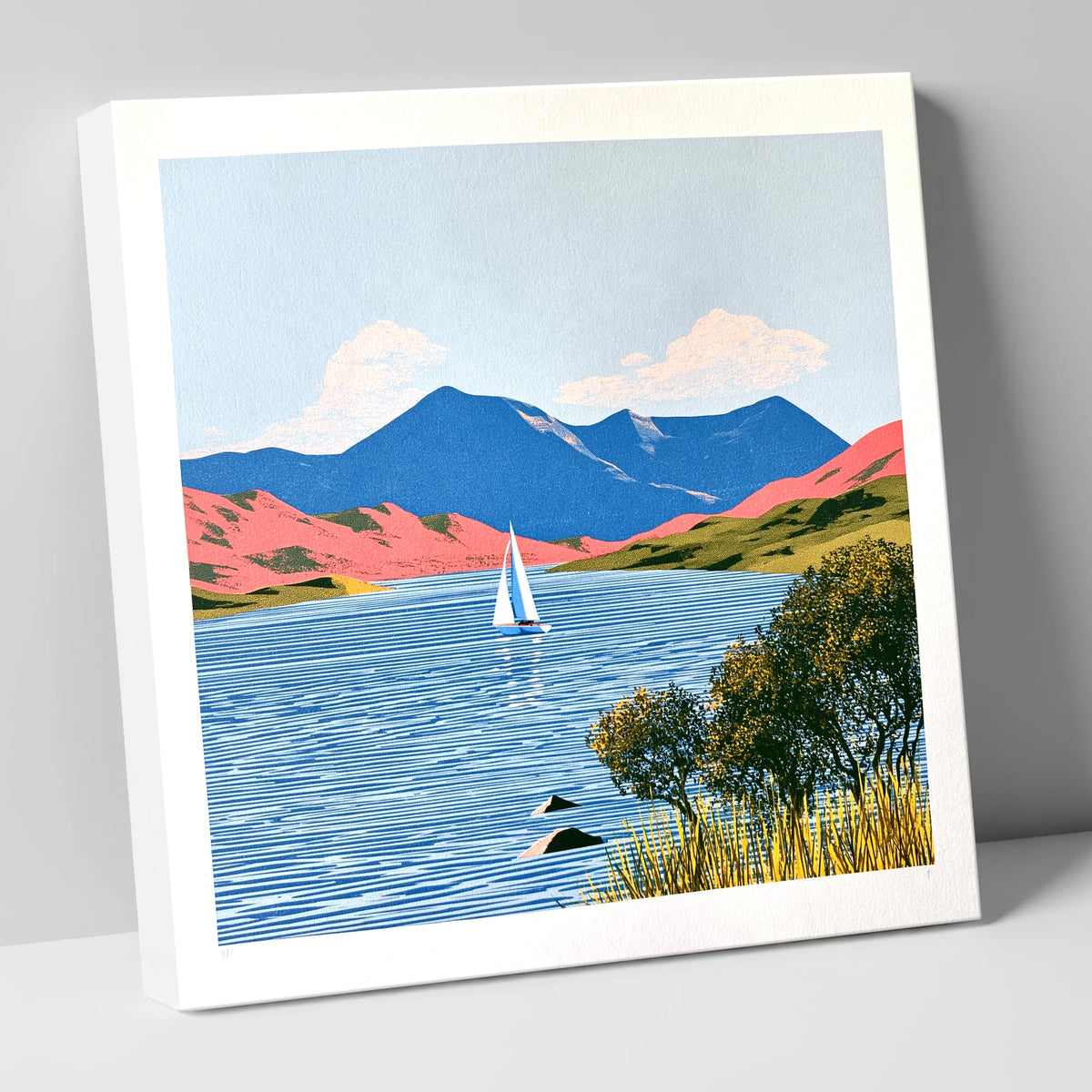 Vibrant Fells Over Coniston Water lake district lake canvas wall art