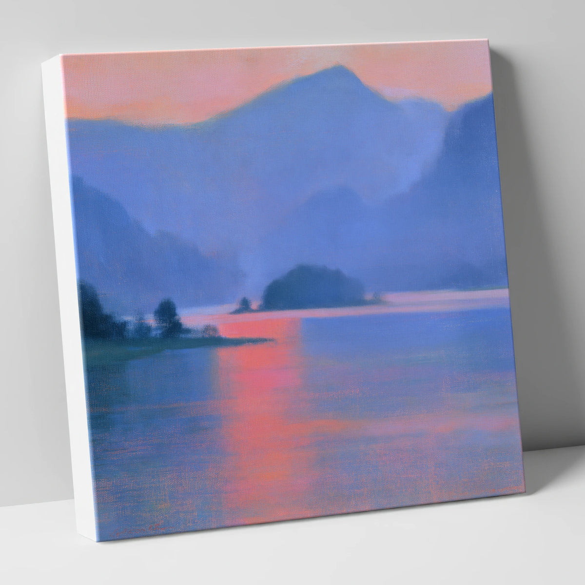 Derwentwater and Catbells in Pink Light lake district lake canvas wall art
