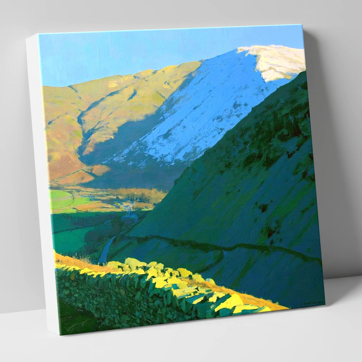 Seat Sandal Snowy Peak in Sunlight lake district fell canvas wall art