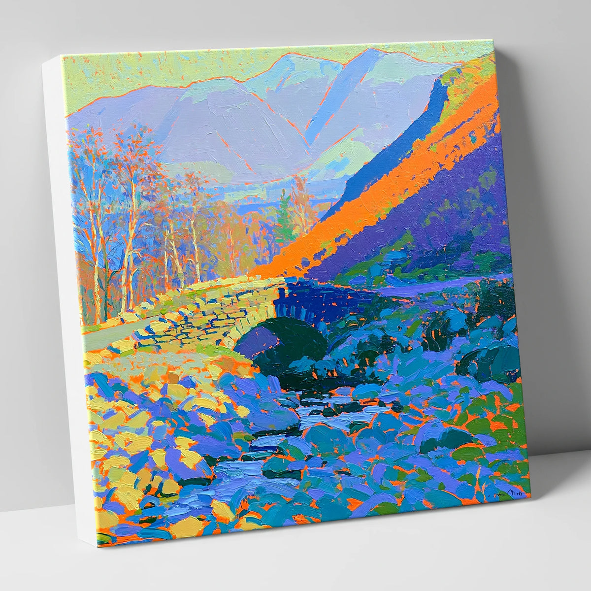 Ashness Bridge in Bold Colour lake district waterfall canvas wall art