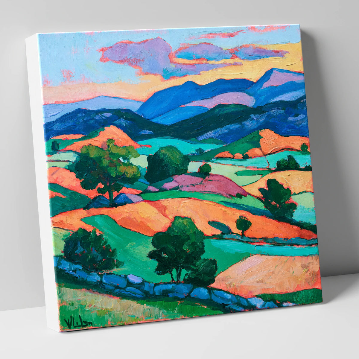 Golden Evening Light Across the Fells lake district sky canvas wall art