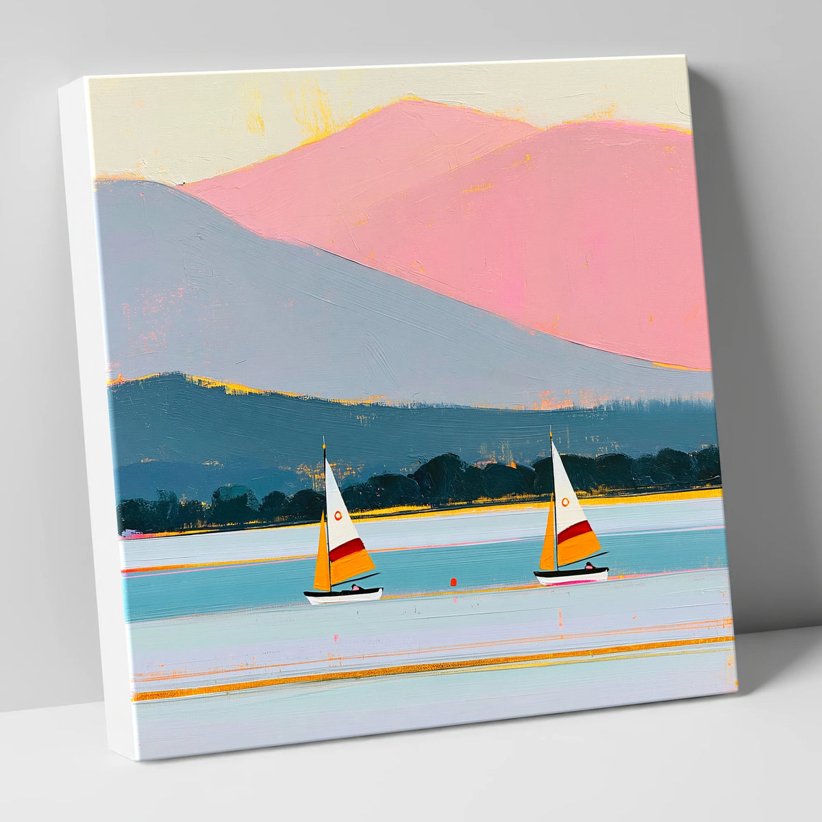 Windermere Sailboats and Pink Fells lake district lake canvas wall art