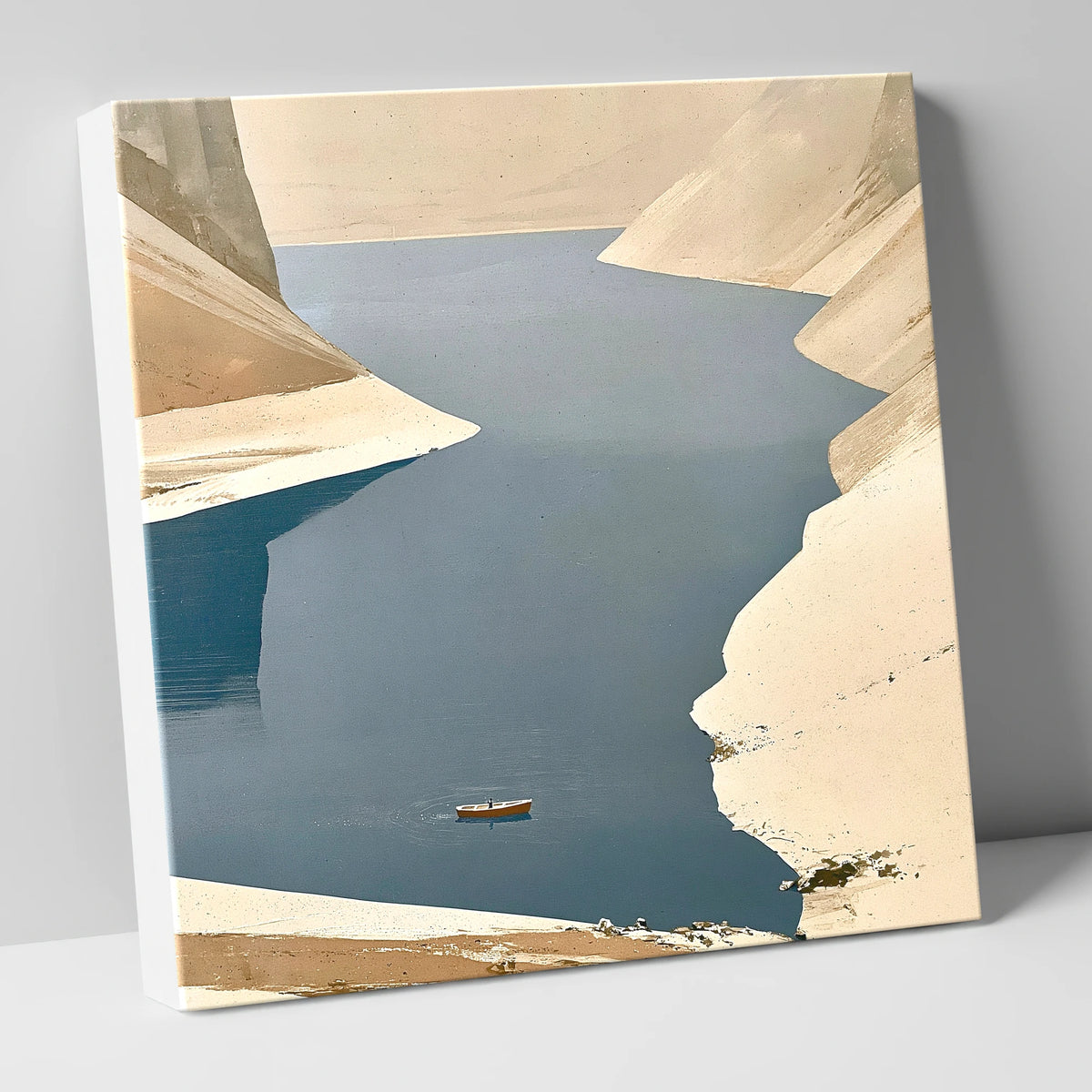 Lone Boat on Deep Blue Lake lake district lake canvas wall art