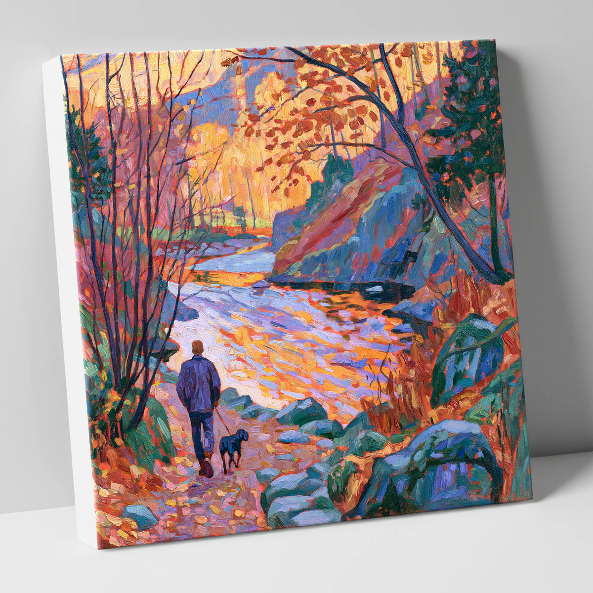Autumn Dog Walk Aira Force gifts for dog walkers canvas wall art