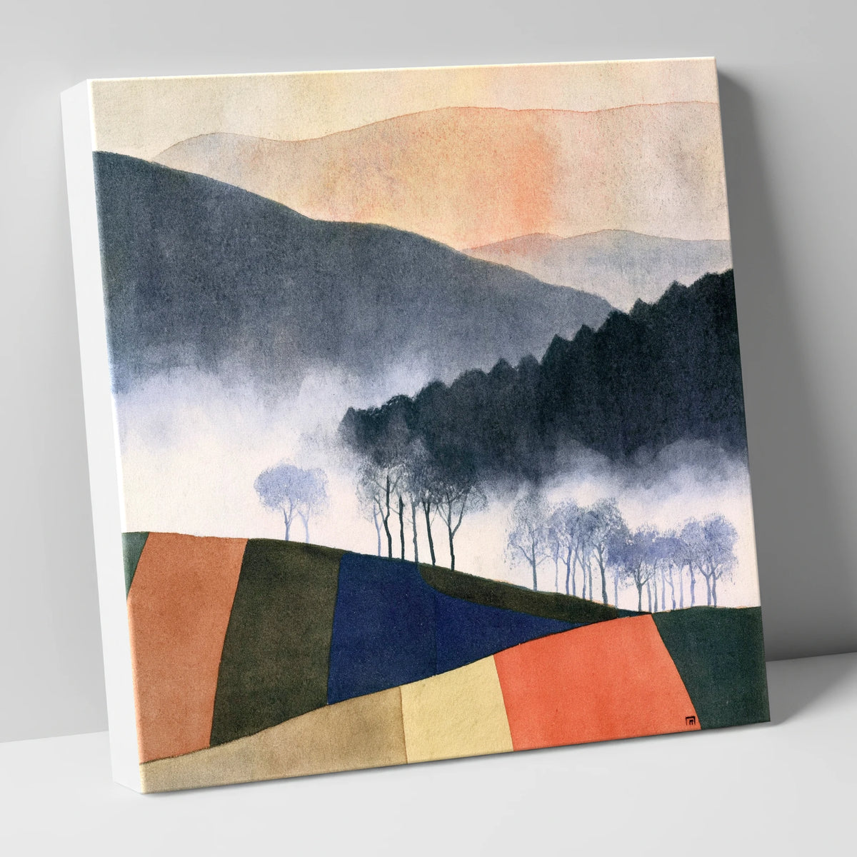 Morning Mist Over Patchwork Fields lake district sky canvas wall art