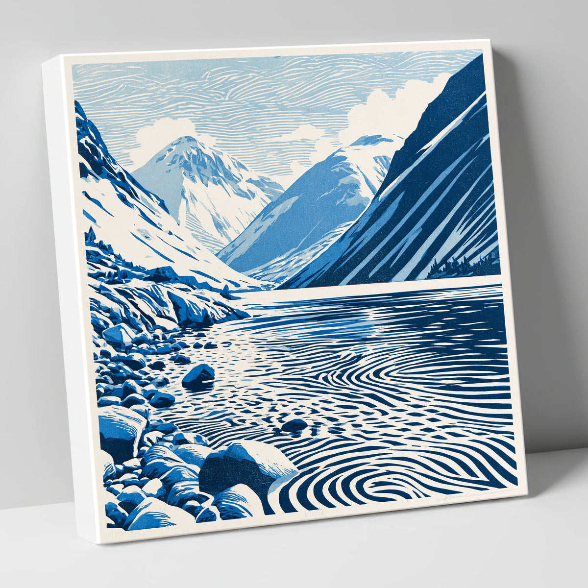Wastwater Screes in Cobalt Blue lake district lake canvas wall art