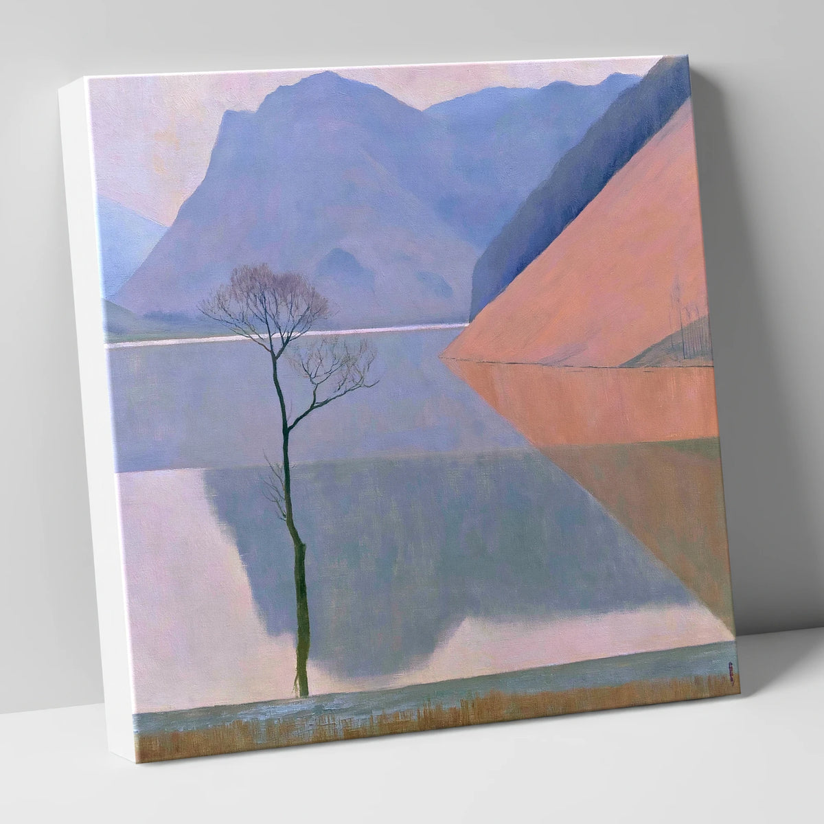 Lone Tree Reflected at Buttermere lake district lake canvas wall art
