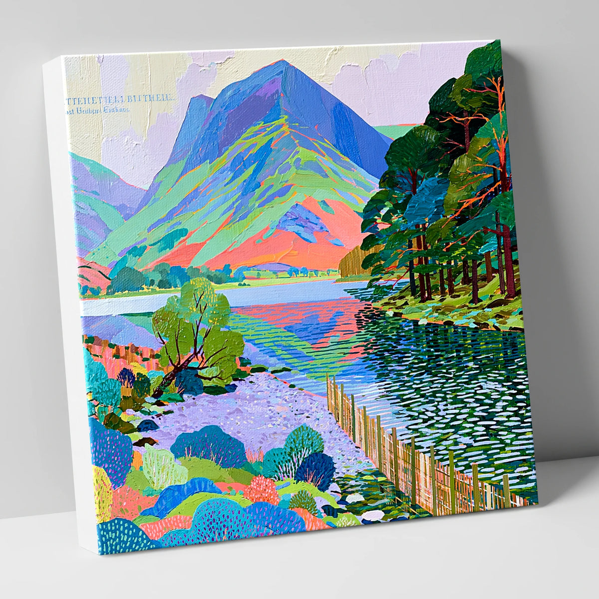 Vivid Buttermere Shore and Fells lake district lake canvas wall art