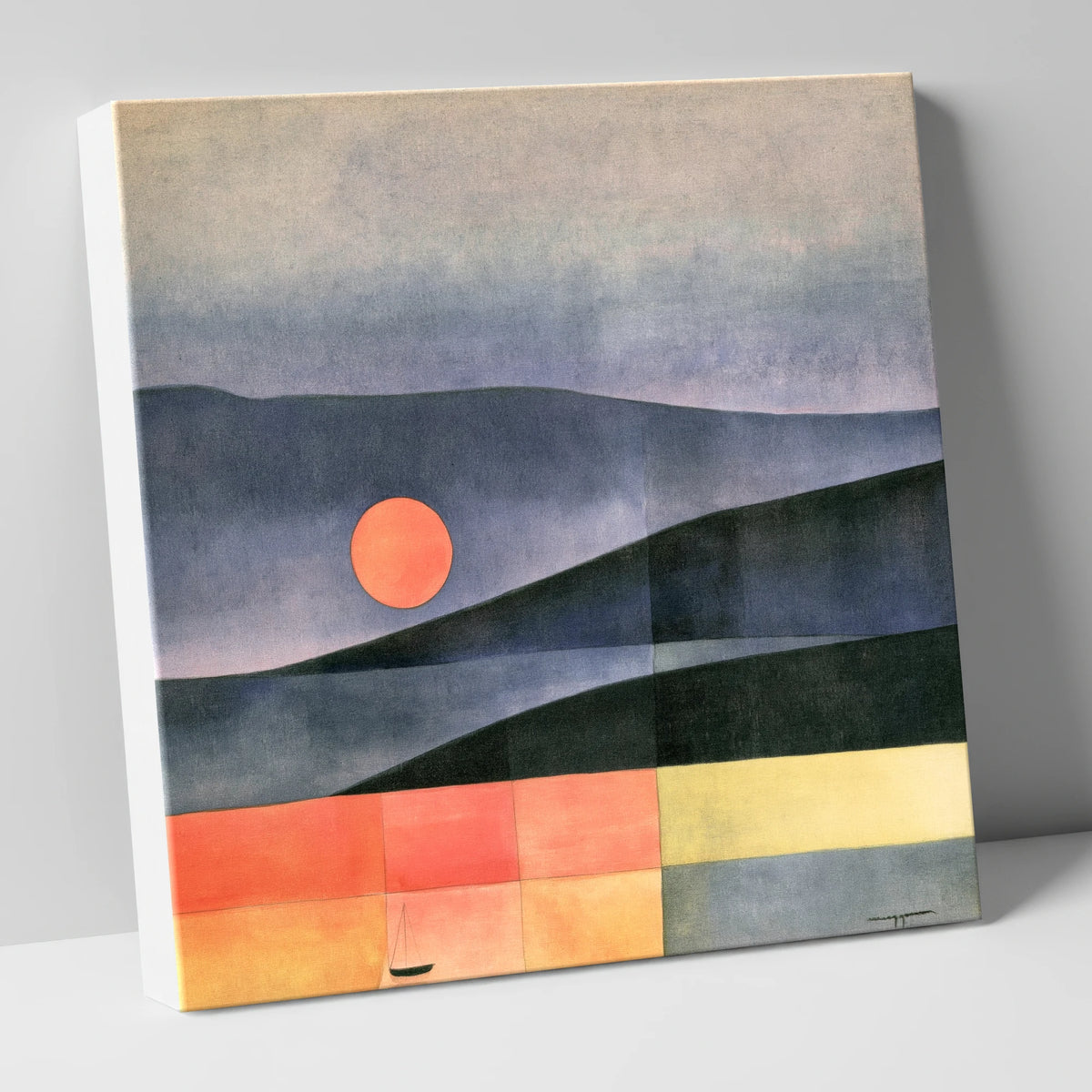 Geometric Sunset Over the Water lake district lake canvas wall art