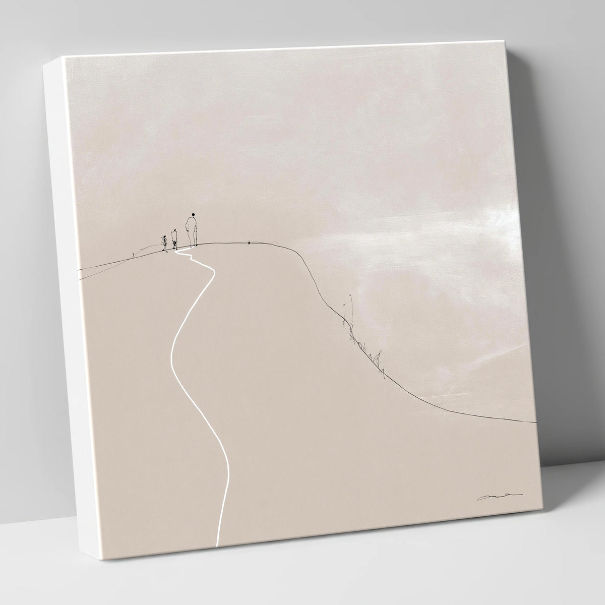 Walkers on a Winding Fell Path lake district walking canvas wall art
