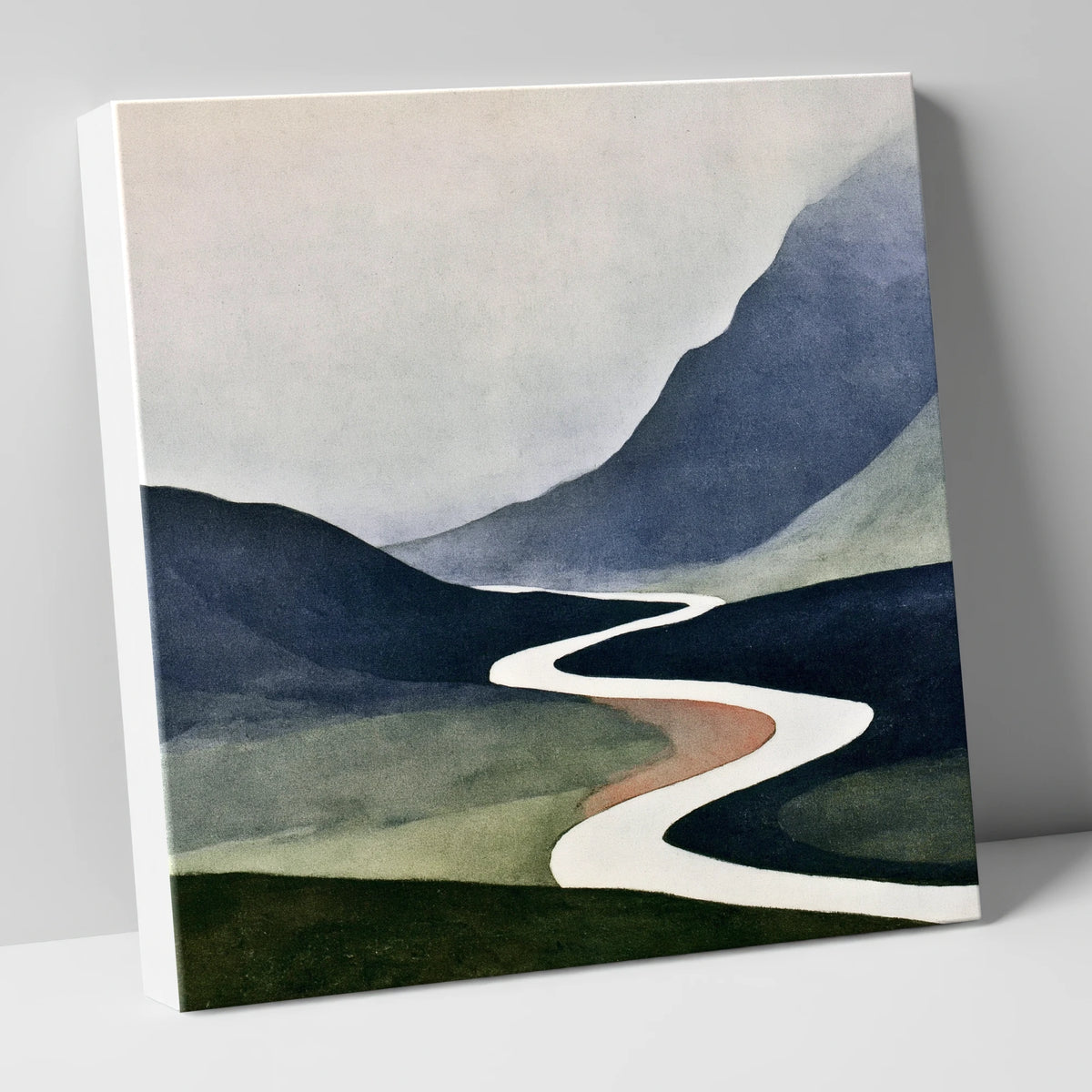 Winding River Through Indigo Fells lake district waterfall canvas wall art