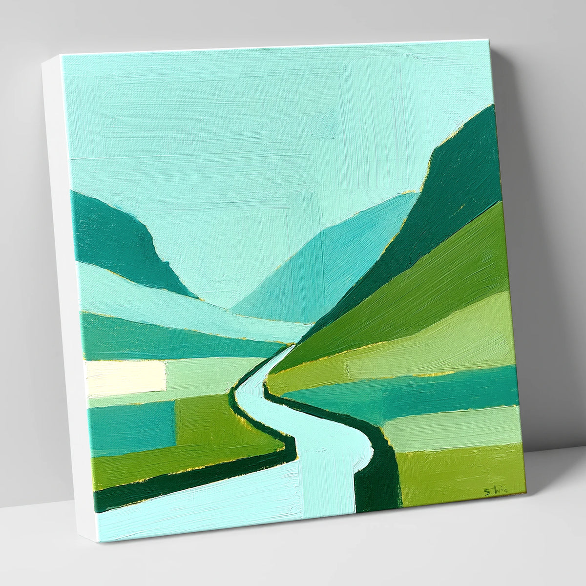 Hardknott Pass in Vivid Teal lake district valley canvas wall art