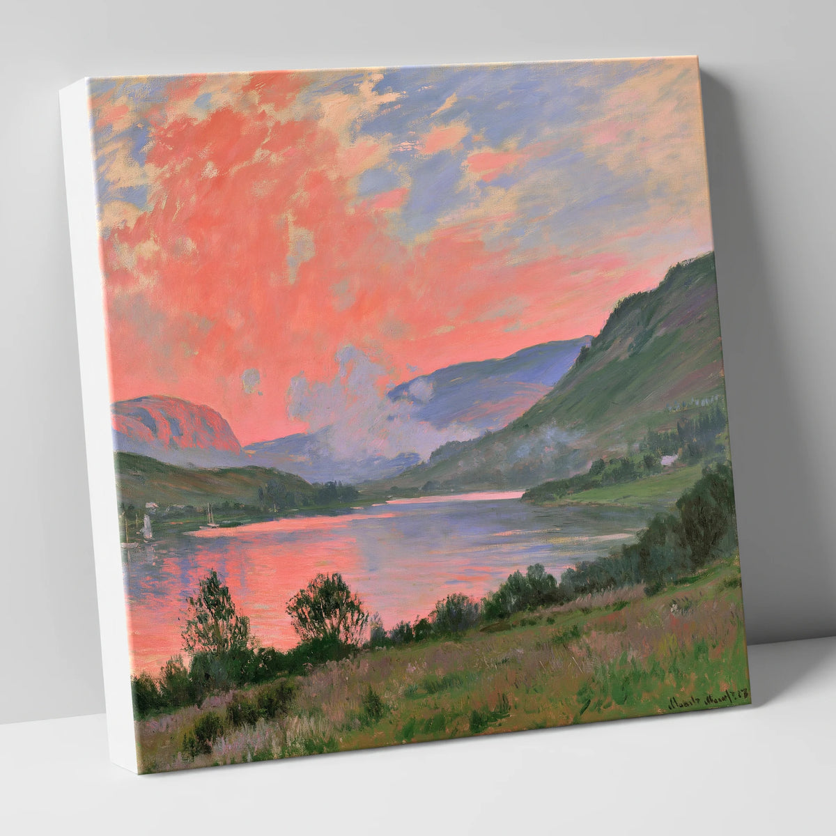 Coral Sunset Over The Lake lake district lake canvas wall art