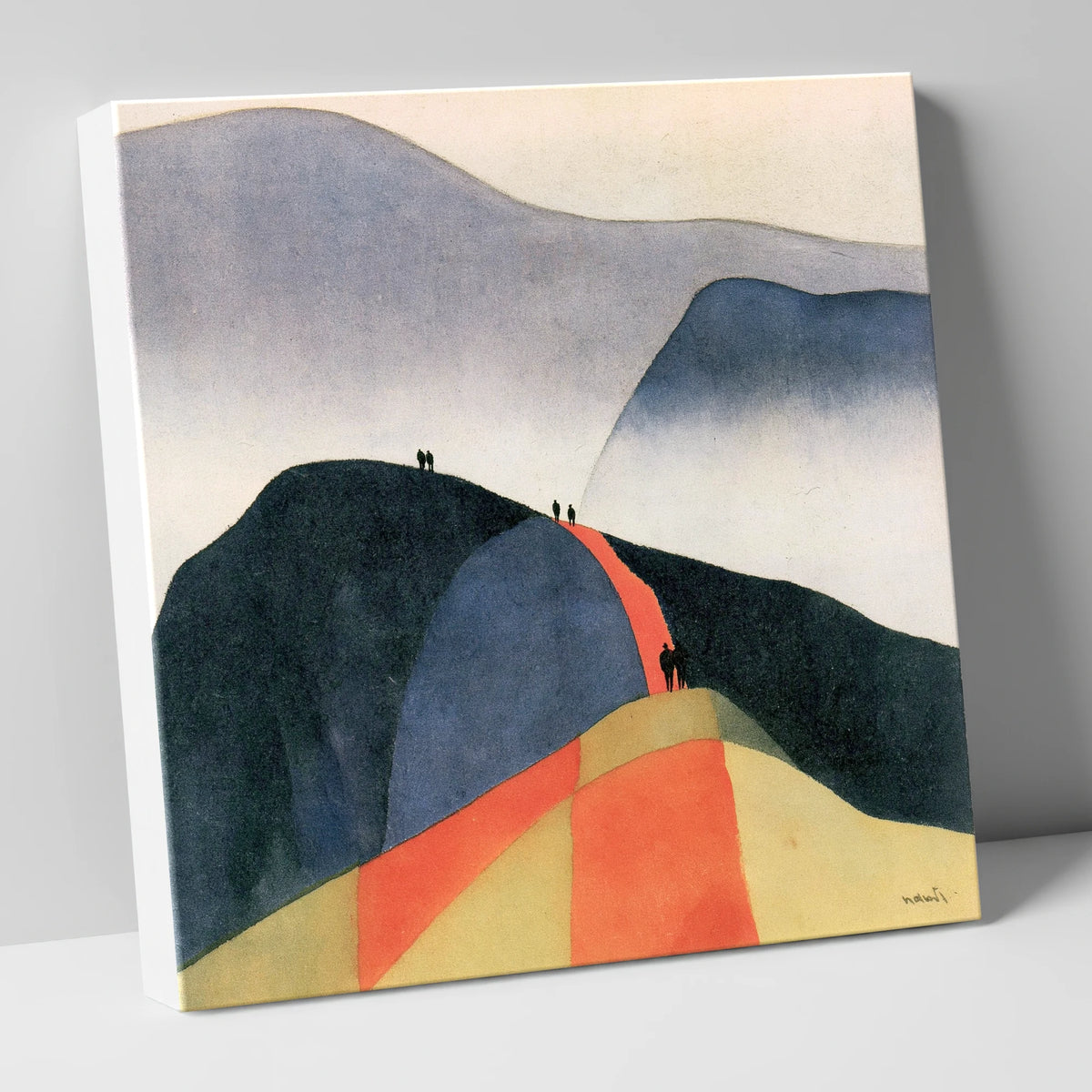 Walkers Ascending the Vibrant Path lake district walking canvas wall art