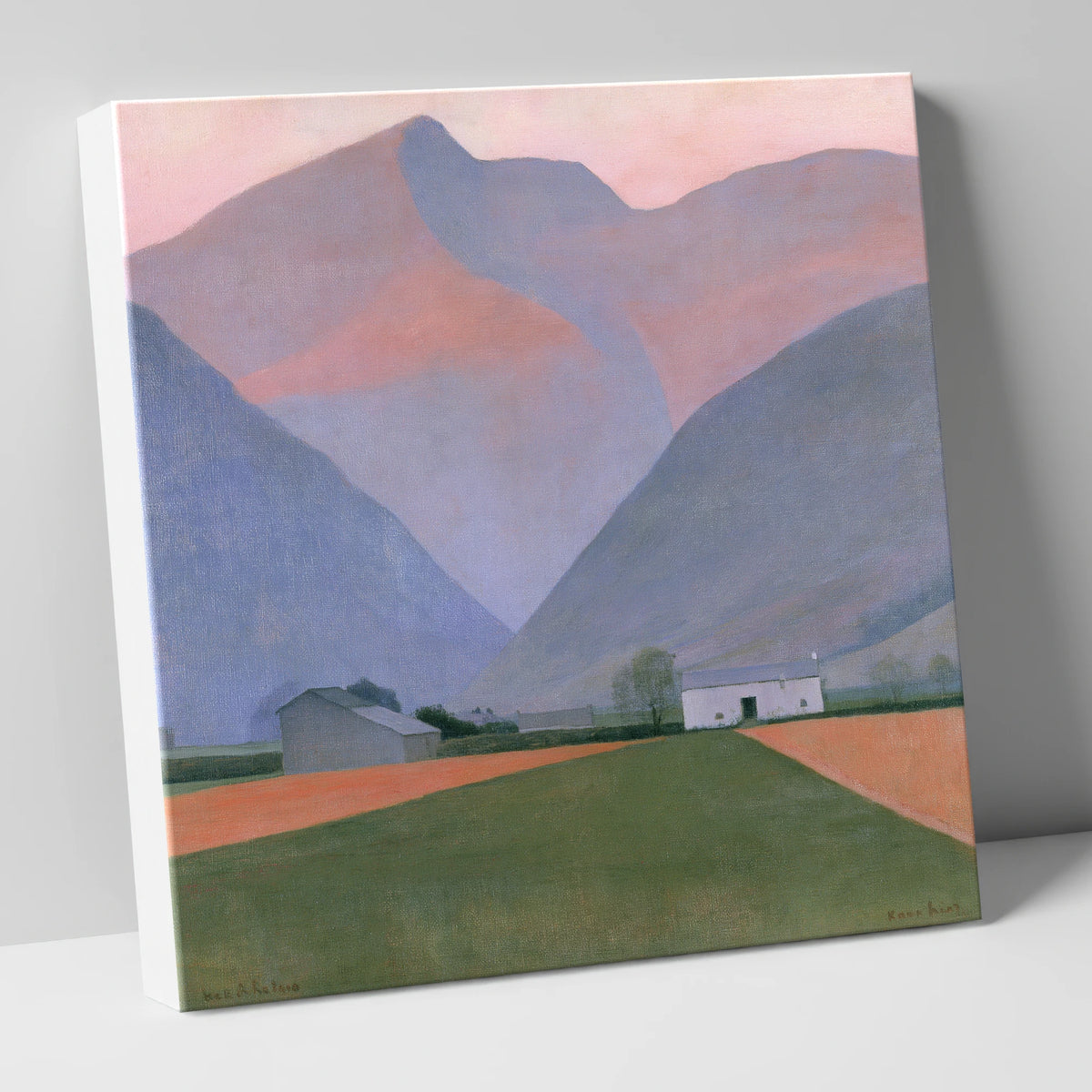 Valley Farm Beneath Pastel Fells lake district valley canvas wall art