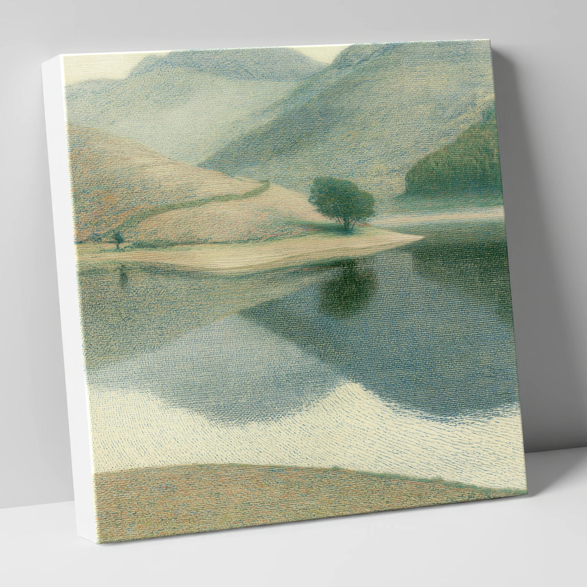Calm Lake and Tree Reflections lake district lake canvas wall art