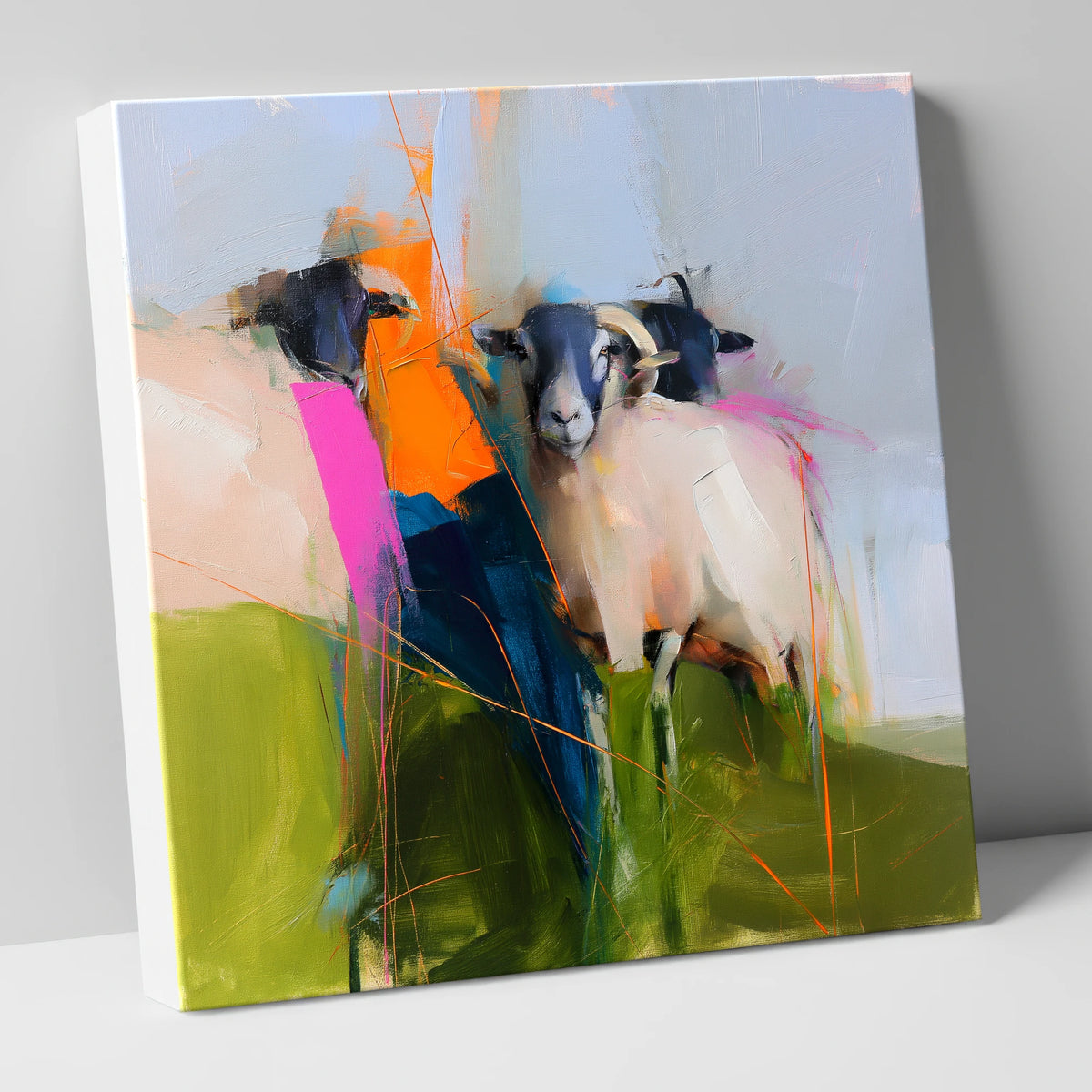 Abstract Herdwick Sheep on Fellside lake district wildlife canvas wall art