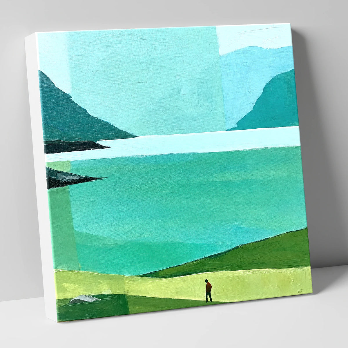 Teal Wastwater and Lone Walker lake district lake canvas wall art