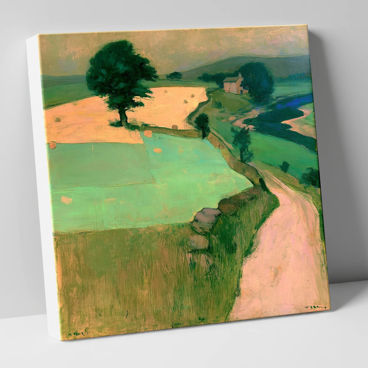 Pink Lane Through Dale Fields lake district valley canvas wall art