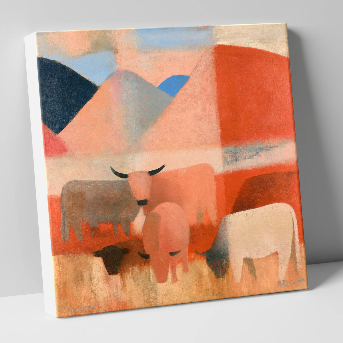 Highland Cattle and Terracotta Fells lake district wildlife canvas wall art