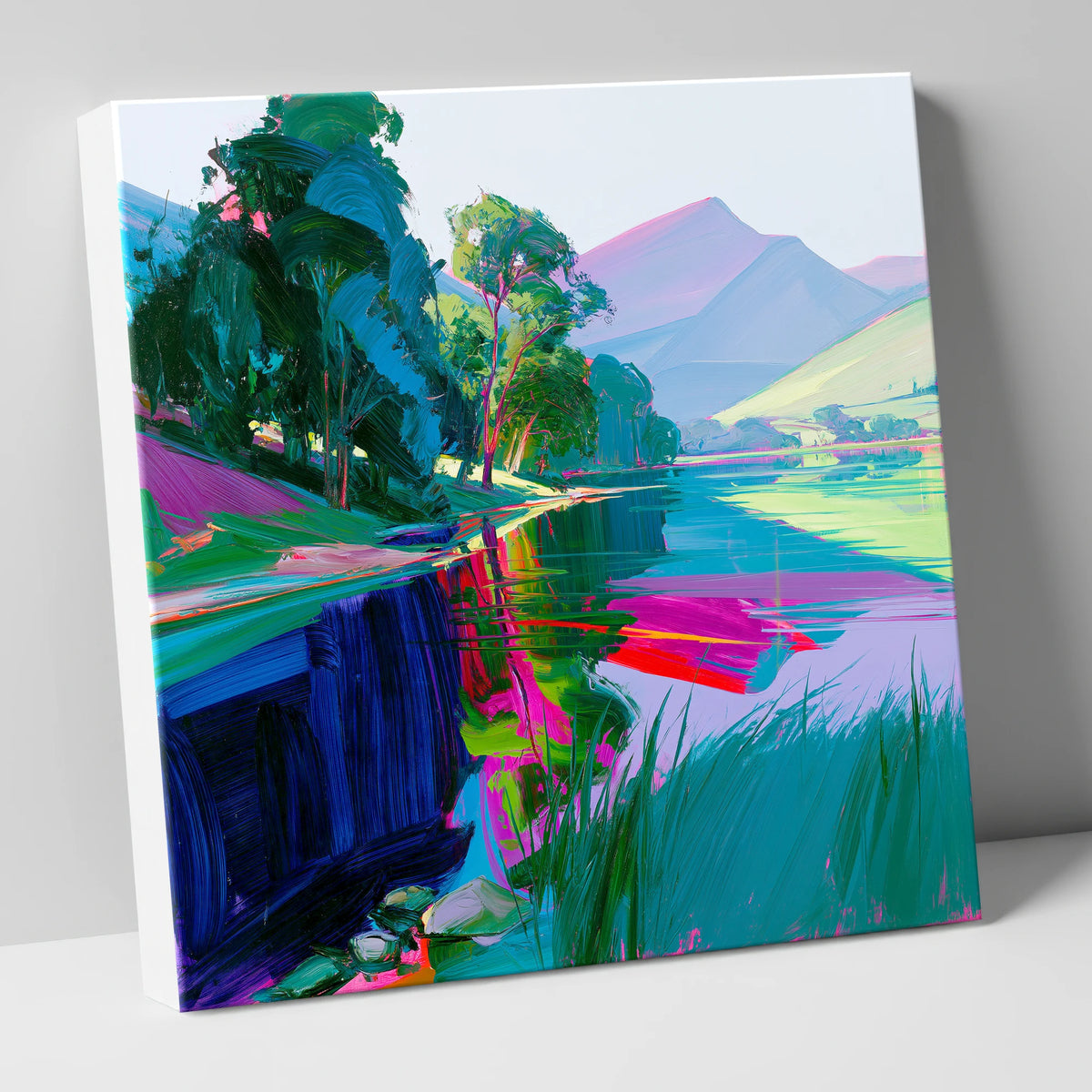 Vibrant Lake Reflections at Dawn lake district lake canvas wall art