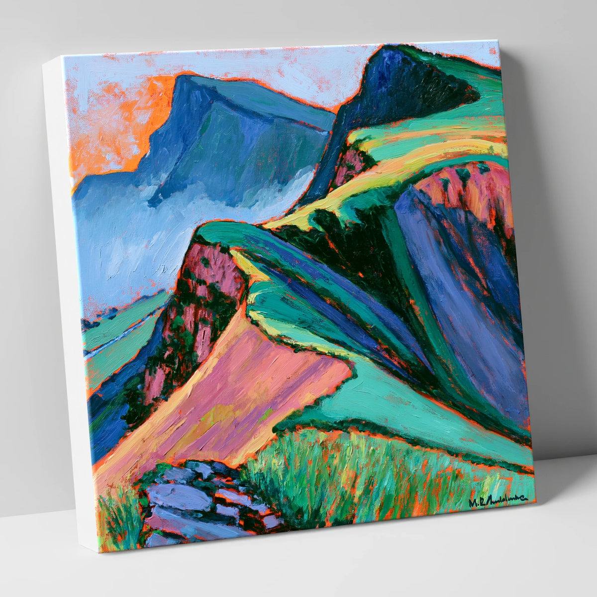 Vibrant Misty Mountain Ridge lake district fell canvas wall art