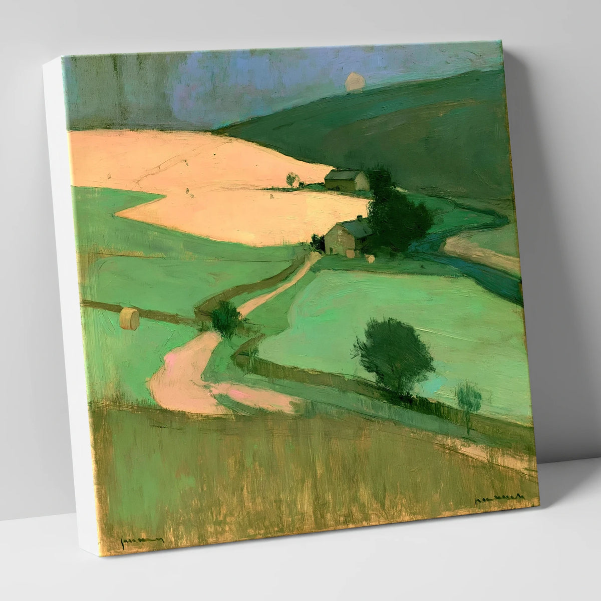 Moonlit Dale Patchwork Fields lake district valley canvas wall art