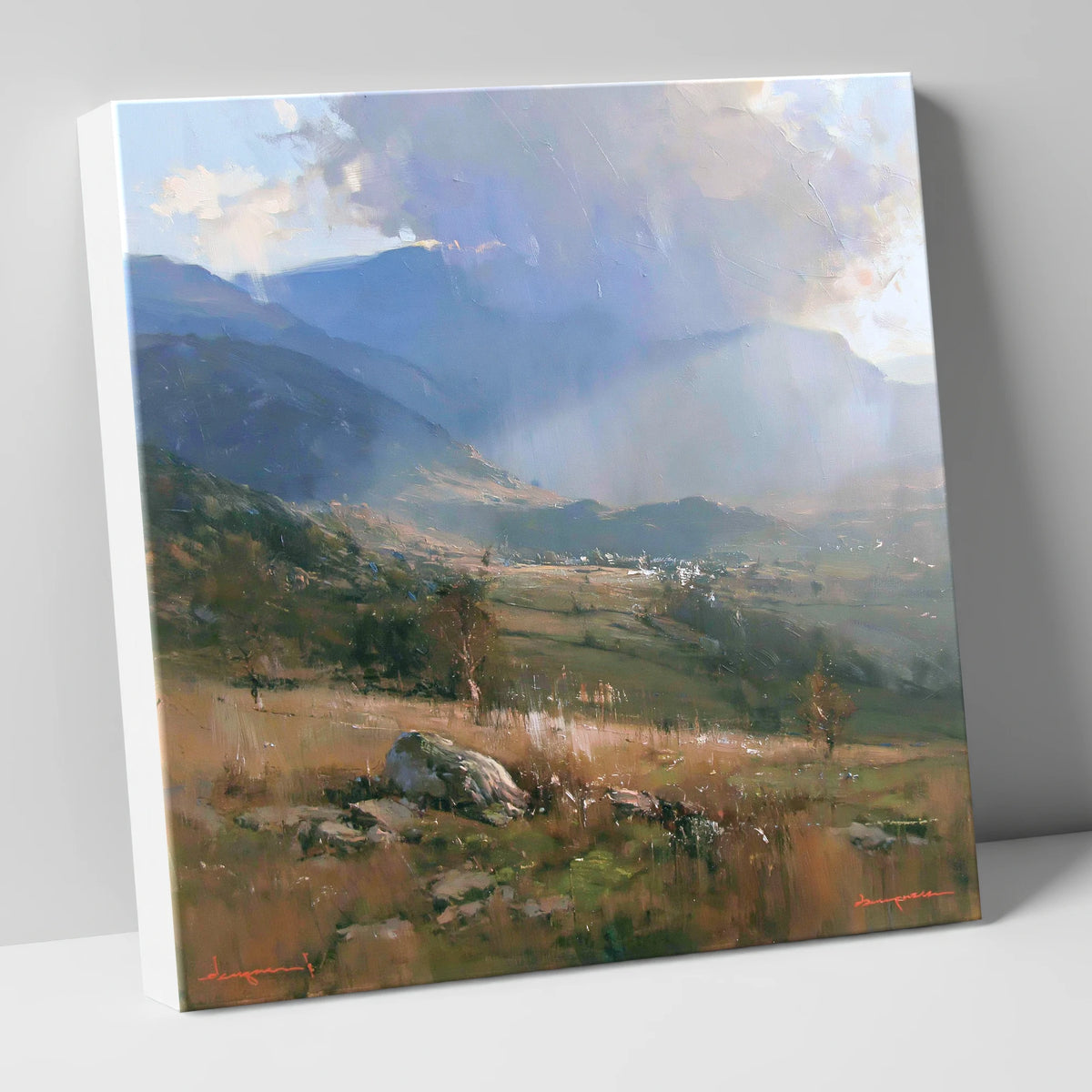 Sunlight Breaking Over Rolling Fells lake district fell canvas wall art