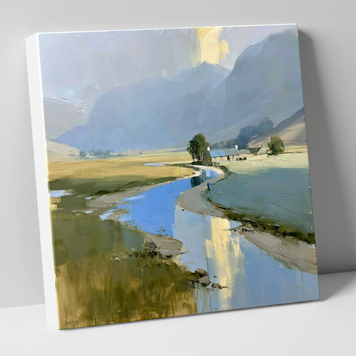 Golden Mist Over the Valley River lake district sky canvas wall art